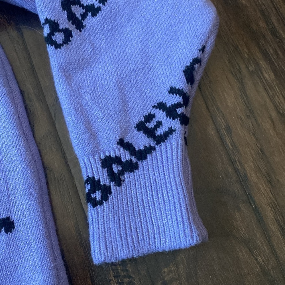 Balenciaga Purple Knit Sweater with Black Allover Logo in Size large - Picture 8 of 15